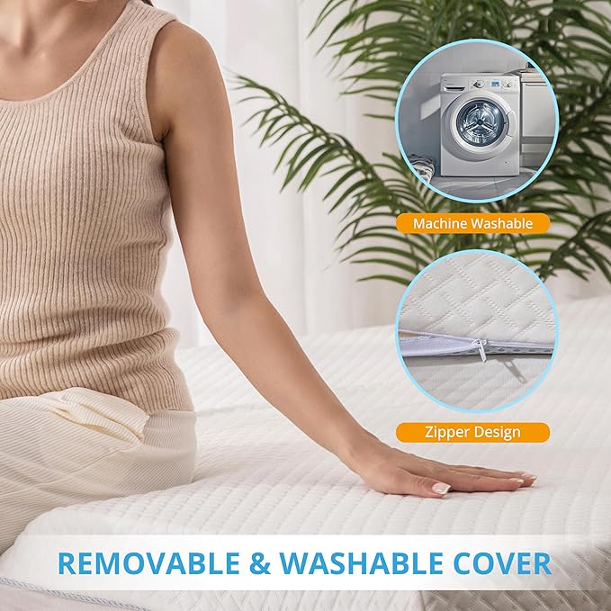 EGO Gel Memory Foam Mattress Topper, 4 Inch Twin XL with Removable Breathable Soft Cover, Cooling Bed Topper for Comfort Body Support & Pressure Relief, CertiPUR-US Certified