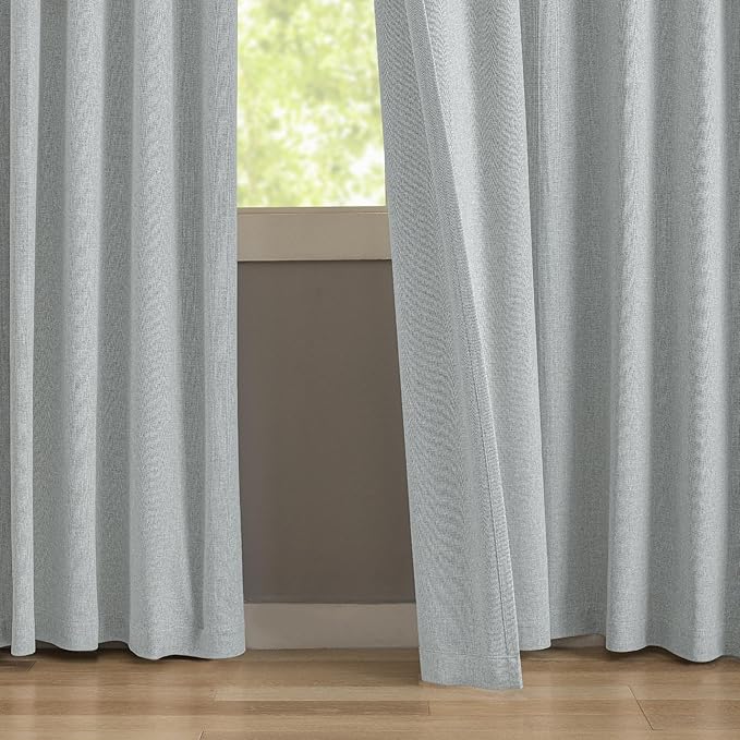 KangBang 95 Inch Pinch Pleated Blackout Curtains for Sliding Glass Door, 60” Wide Pinch Pleat Linen Curtains for Living Room French Door, Privacy Assured Modern Home Decor(60Wx95L, Fog Grey,2 PCs)