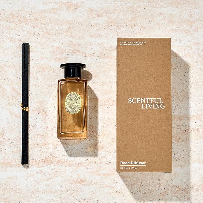 M&SENSE 6.3 oz Large Reed Diffuser Set | Lime Basil Scent Oil Diffuser with Sticks | Hotel Collection Non-Toxic Essential Oil |for Bedroom Bathroom Living Room