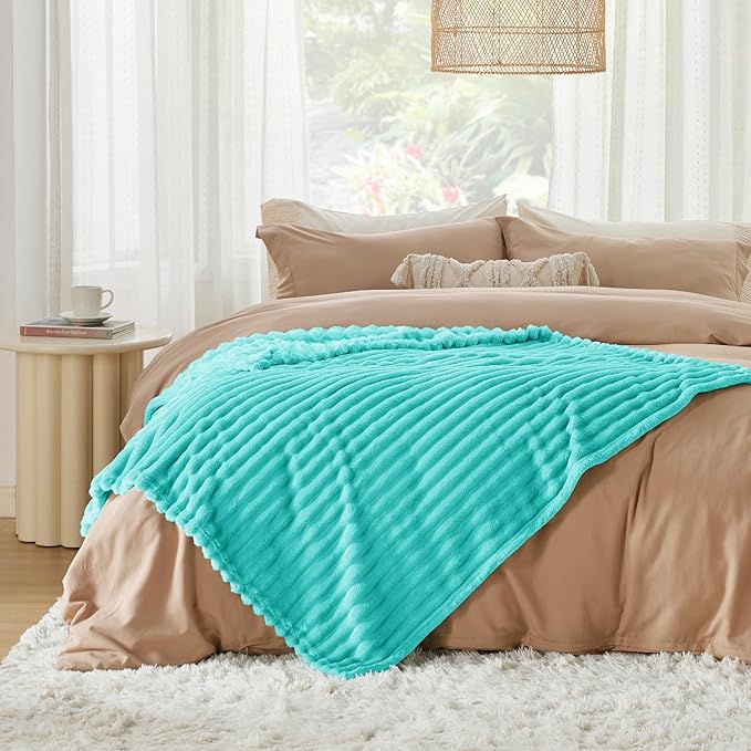 Bedsure GentleSoft Blue Fog Fleece Blanket for Couch - Cozy Soft Blankets for Women, Cute Small Throws for Girls, 50x60 Inches