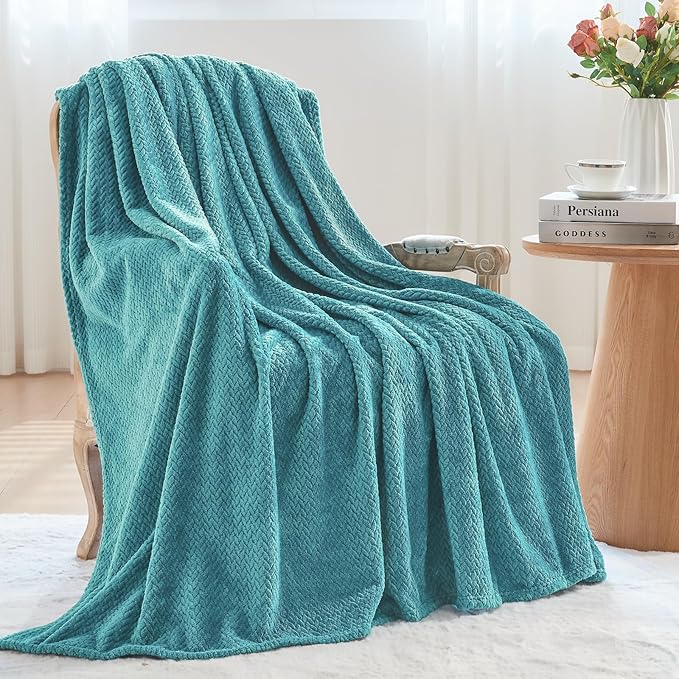 NEWCOSPLAY Super Soft King Blanket Dark Blue Premium Silky Flannel Fleece Leaves Pattern Lightweight Bed Blanket All Season Use (Dark Blue, King(90"x110"))