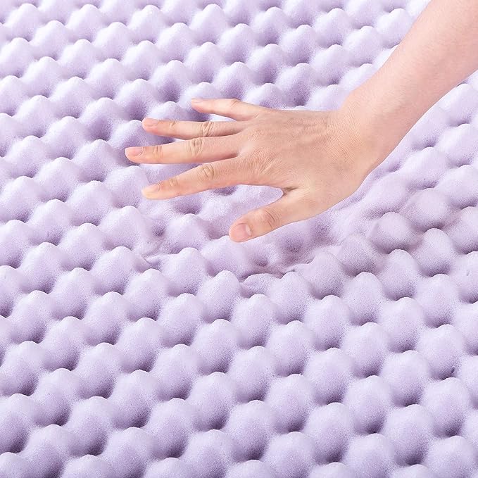Best Price Mattress 2 Inch Egg Crate Memory Foam Mattress Topper with Soothing Lavender Infusion, CertiPUR-US Certified, Dorm Essentials, King