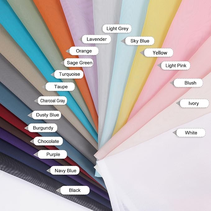 OVZME White Sheer Curtains 45 Inch Long 2 Panels, Rod Pocket Voile Drapes for Small Windows, Each 42 by 45 Inches.