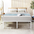 Best Price Mattress 18 Inch Metal Platform Bed Frame, Heavy Duty Steel Slats, White, Full