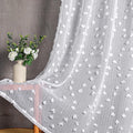MYSKY HOME Pom Pom White Sheer Curtains for Bedroom Girls Room Curtains 63 inch Length for Nursery Kids Light Filtering Boho Window Drapes, Rod Pocket, 52" Wide, 2 Panels