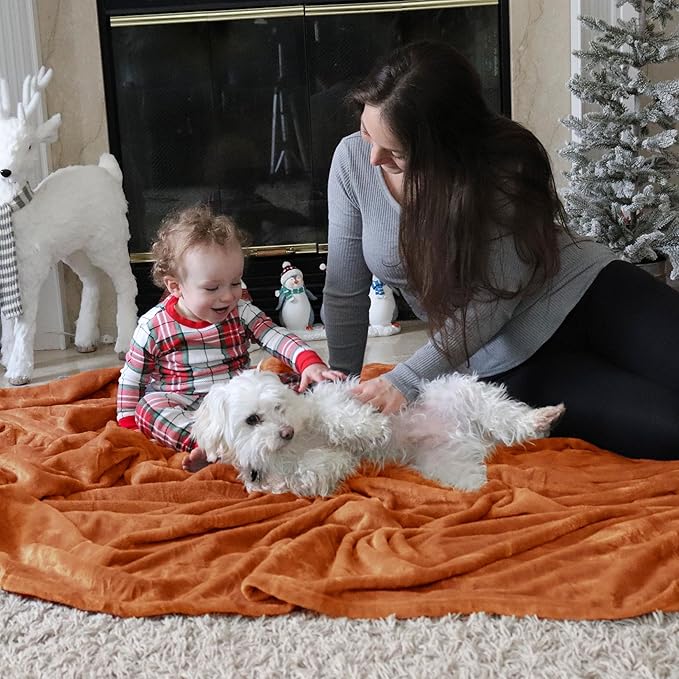 Bedsure GentleSoft Burnt Orange Fleece Blanket King Size - 280GSM Soft Lightweight Plush Cozy Blankets for Bed, Sofa, Couch, Travel, Camping