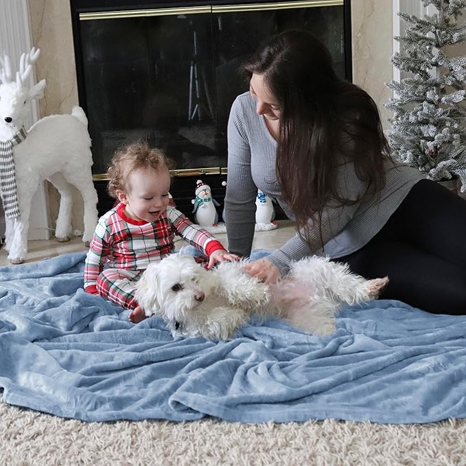 Bedsure Fleece Throw Blanket for Couch Light Blue - Lightweight Plush Fuzzy Cozy Soft Blankets and Throws for Sofa, 50x70 inches