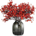 JAKY-Global Babys Breath Silk Artificial Flowers Bulk 6pcs Farmhouse Fall Decor Fake Flower Bouquet Bulk for Home Kitchen Indoor Floral Arrangement Centerpieces Party Decor(Burnt Red Brown)