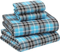 RUVANTI Flannel Sheets Queen Size - 100% Cotton Double Brushed Bed Sheets, Deep Pockets 16 Inches Queen Sheet Set, All Seasons Breathable & Extra Soft - Warm & Cozy, 4 Piece, Teal Plaid