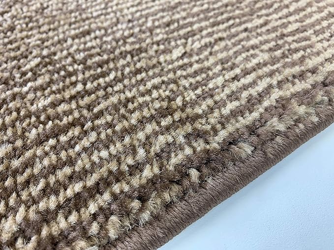 Custom Length Cut to Size Wide Width Carpet Runner Rug for Hallways, Slip Resistant Latex Rubber Backed, 31 inch Wide X Customized Length, Stripe Brown, 31 inch X 16 feet