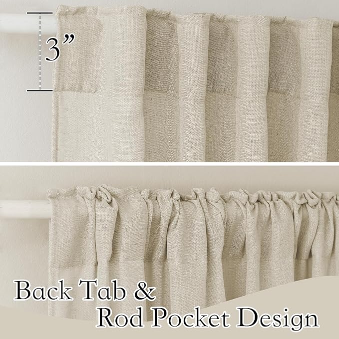 RYB HOME Semi Sheer Curtains for Bedroom, Airy Solid Sheer Window Curtain Stylish Privacy Drapes for Kitchen Dining Room Nursery, Beige, Wide 70 x Long 95, 2 Panels