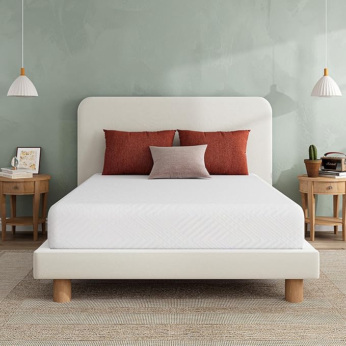 EGO 6 Inch Full Memory Foam Mattress - Green Tea & Cooling Gel, Medium Firm, CertiPUR-US Certified, Double Mattress, 54"x75", White