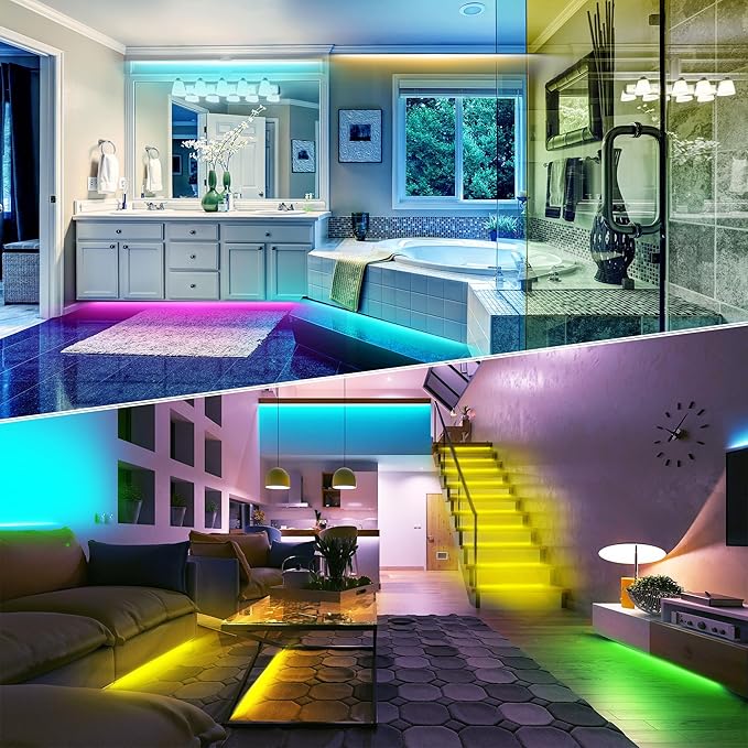 Led Lights for Bedroom 132ft (2 Rolls of 65.6ft), Color Changing RGB Led Strip Lights with 60 Keys Remote and App Control, Music Sync Led Lights for Room Kitchen Party Home Decor