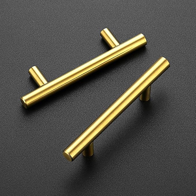 Ravinte 1 Pack 5 Inch Cabinet Pulls Brushed Brass Stainless Steel Kitchen Drawer Pulls Cabinet Handles 5”Length, 3” Hole Center