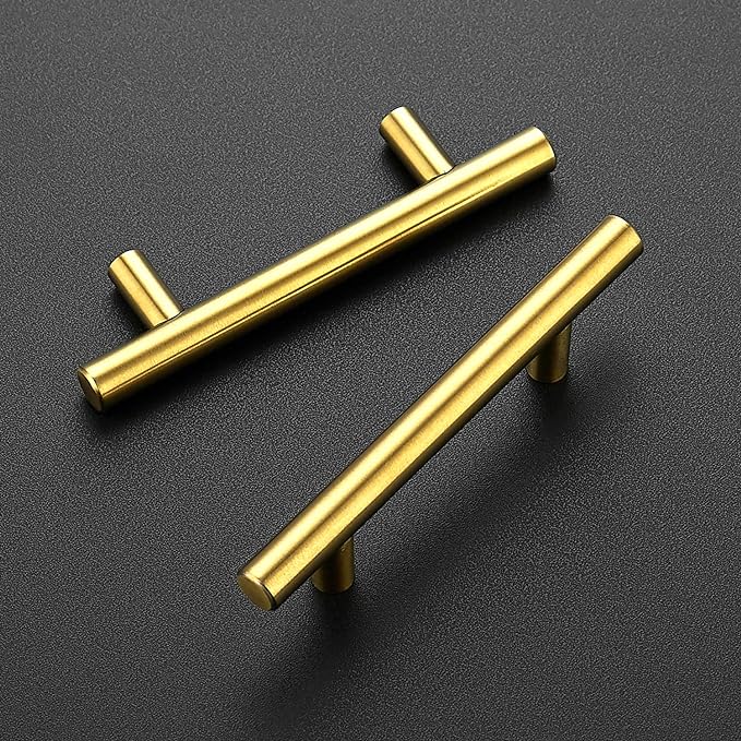 Ravinte 60 Pack 5 Inch Cabinet Pulls Brushed Brass Stainless Steel Kitchen Drawer Pulls Cabinet Handles 5”Length, 3” Hole Center
