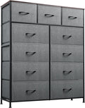 WLIVE Storage Organizer Unit with 11 Fabric Bins, Storage Drawers Organizer with Steel Frame, Tall Storage Tower Organizaton for Living Room, Hallway, Office, Light Grey