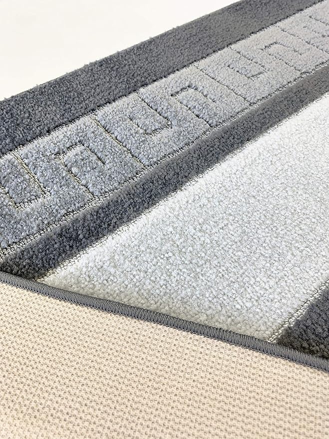 Custom Length Cut to Size Ancient Latin Hellenic Motif Carpet Runner Rug for Hallways, Non Slip Rubber Backed, 31 inch Wide X Customized Length, Greek Key Grey, 31 inch X 3 feet, Doormat Size