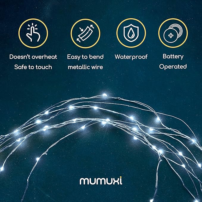 MUMUXI 12 Pack 7.2ft Fairy Lights Battery Operated String Lights, 20 Mini LEDs for Centerpiece Table Decorations, Wedding Party Bedroom Mason Jar Christmas, Cool White