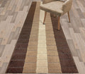 Custom Size Modern Geometric Pattern Carpet Runner Rug for Hallways, Slip Resistant Latex Rubber Backed, 31 inch Wide X Customized Length, Squares Brown, 31 inch X 25 feet