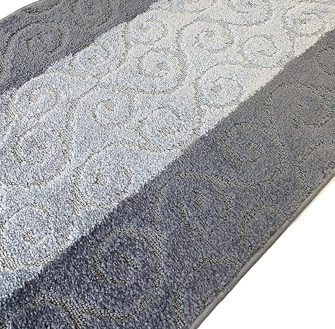 Custom Size Modern Runner Rug Carpet for Hallway Entryway Foyer Kitchen, Slip Resistant Latex Rubber Backed 31 inch Wide X Customized Length, Scroll Grey, 31 inch X 4 feet, Doormat Size