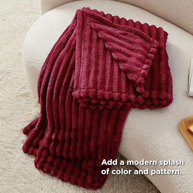 Bedsure GentleSoft Deep Red Fleece Blanket for Couch - Cozy Soft Blankets for Women, Cute Small Throws for Girls, 60x80 Inches