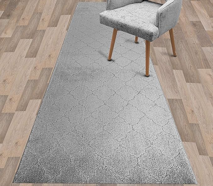 Custom Size Modern Runner Rug Carpet for Hallway Entryway Foyer Kitchen, Slip Resistant Latex Rubber Backed 31 inch Wide X Customized Length, Clouds Grey, 31 inch X 9 feet