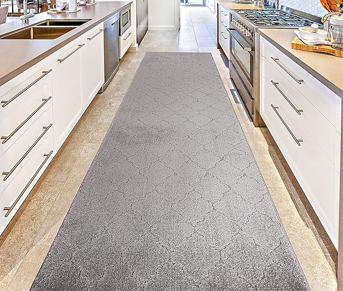 Custom Size Modern Runner Rug Carpet for Hallway Entryway Foyer Kitchen, Slip Resistant Latex Rubber Backed 31 inch Wide X Customized Length, Clouds Grey, 31 inch X 20 feet