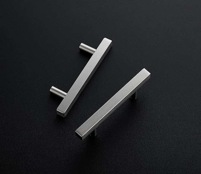 Ravinte 25 Pack Cabinet Handles 3 Inch Brushed Nickel Cabinet Pulls Square Hardware for Kitchen Cabinets - 5 Inch Total Length