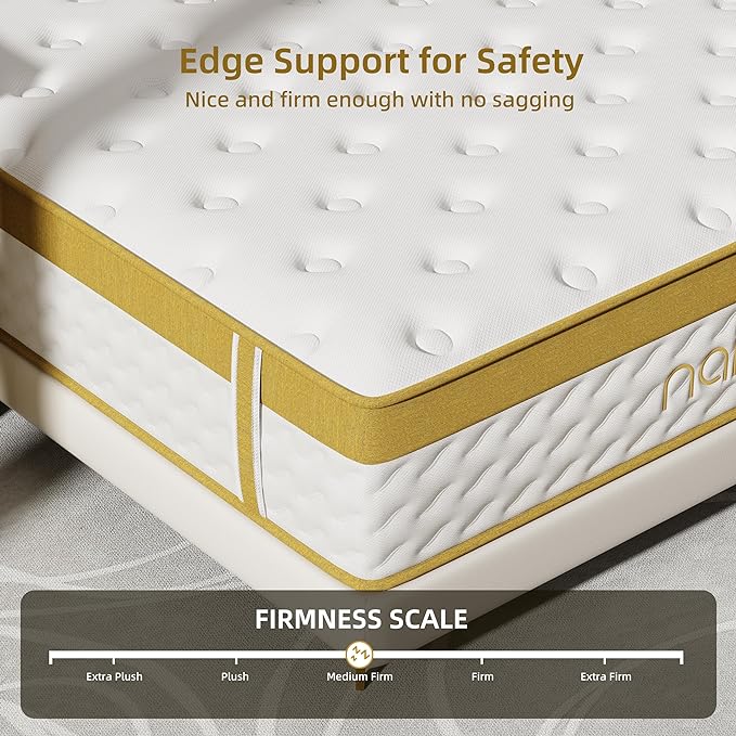 Cooling Gel King Size Mattress 14 Inch Memory Foam Hybrid for Back Pain & Pressure Relief, King Mattress in A Box with Pocket Springs, Medium Firm Feeling with CertiPUR-US Certified