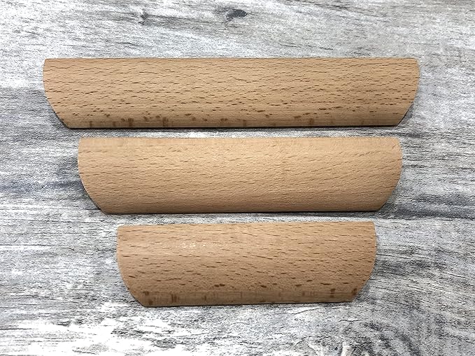 6Pcs Unfinished Wood Solid Furniture Pulls Handles,Unfinished Unpainted Paintable Wooden Handles Cupboard Closet Drawer Handle Pull,Length 3.54",Hole Dis.2.52"