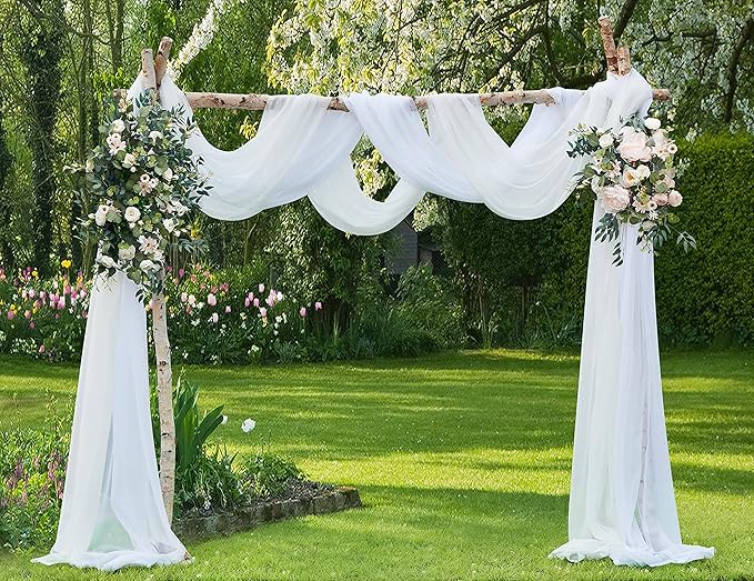 LinenZone White Window Scarf Valance in 288 Inch Size. Use Window Scarves as Canopy Bed or Backdrop Curtains, Curtain Scarf, or Sheer Fabric for Draping. (Amazing 55 x 288, White)