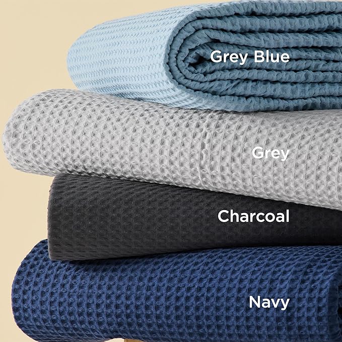 Bedsure Cotton Duvet Cover Set - 100% Cotton Waffle Weave Grey Duvet Cover California King Size, GentleSoft™ and Breathable Cal King Bedding Set for All Season, 3 Pieces, 104"x98"