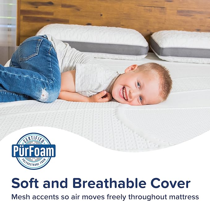 Perfect Cloud Made in The USA UltraPlush Charcoal-Infused 10 inch Memory Foam Mattress - Pressure Relieving - Bed-in-a-Box (RV Short Queen)