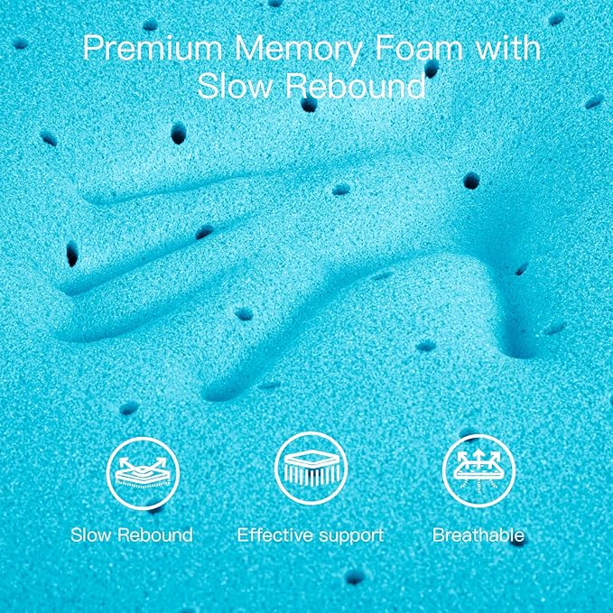 Airensky Memory Foam Mattress Topper Queen, Cooling Gel Infused High Density Topper with Removable Washable Cover, Bed Topper for Pressure Relief Back Pain, CertiPUR-US Certified, 2 Inch, 60"x80"