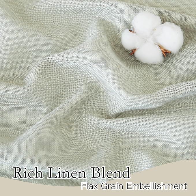 RYB HOME Flax Linen Blend Curtains 84 Inches Long, Light Filtering Home Decor 2 Panels Set for Living Room Bedroom, Vertical Soft Window Treatments Kitchen Kids Room, Sage Green, W 34 x L 84 inches