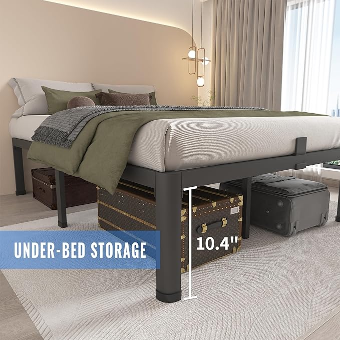 MAF 12 Inch Twin Metal Platform Bed Frame with Round Corner Legs, Mattress Slide Stopper, 3000 LBS Heavy Duty Steel Slats Support, No Box Spring Needed, Noise Free