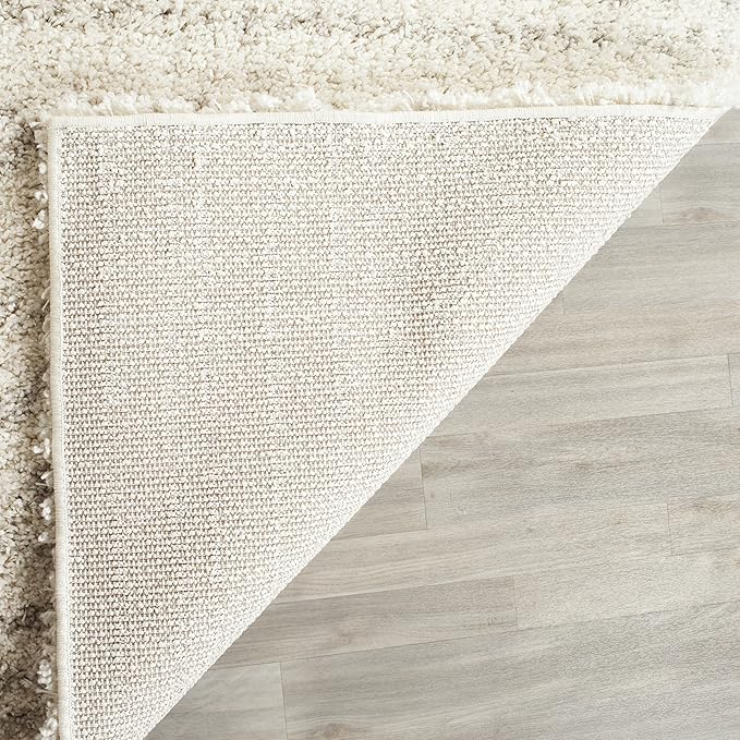 SAFAVIEH Arizona Shag Collection Area Rug - 6'7" x 9'2", Ivory & Beige, Moroccan Design, Non-Shedding & Easy Care, 1.6-inch Thick Ideal for High Traffic Areas in Living Room, Bedroom (ASG741A)