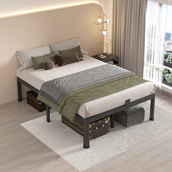 MAF 14 Inch Queen Metal Platform Bed Frame with Round Corner Legs, 3000 LBS Heavy Duty Steel Slats Support, Noise Free, No Box Spring Needed, Easy Assembly