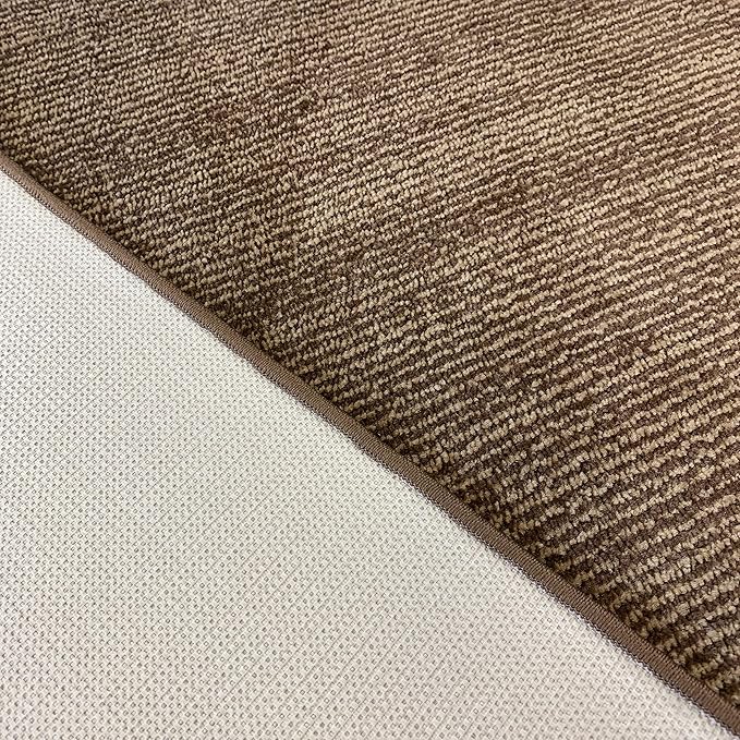 Custom Length Cut to Size Wide Width Carpet Runner Rug for Hallways, Slip Resistant Latex Rubber Backed, 31 inch Wide X Customized Length, Stripe Brown, 31 inch X 16 feet