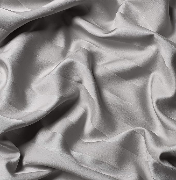 Split King Sheets by Pure Bamboo, Genuine 100% Organic Viscose Derived from Bamboo Bed Sheet Set, Soft & Cooling, Double Stitching *Not for Split Top (Split King, Jacquard Silver)